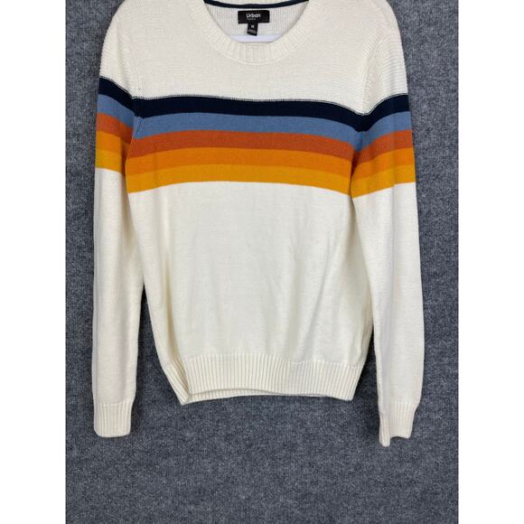 Urban Pipeline Sweater Women's Medium Cream Multi Color Strips Long Sleeve - Picture 3 of 15